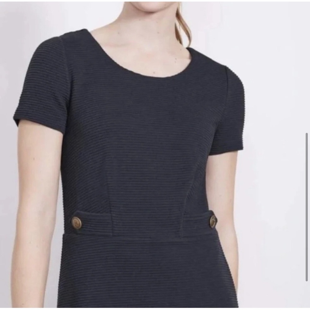 Boden Cordelia Ottoman ribbed nautical button zipper Navy Blue 2R fitted Dress